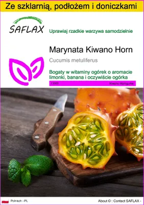 Zdjęcie produktu dla SAFLAX - Zestaw do uprawy - Marynata Kiwano Horn - 10 Nasiona - Z mini szklarnią, podłożem uprawowym i 2 doniczkami - Cucumis metuliferus