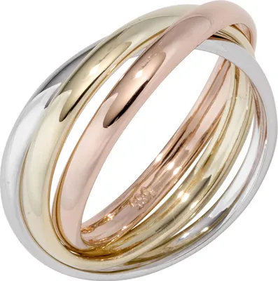 Produktbild von 3-er Ring Damenring aus 585 Gelbgold Weißgold Rotgold tricolor Dreierring Innenumfang 54mm  Ø17.2mm