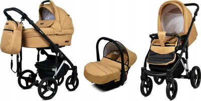 Produktbild von BabyLux® UZO | 3in1 Kinderwagen Set | Sand Pearl | Kombikinderwagen | Kinderwagenset | Buggy + B