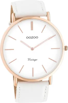 Produktbild von Oozoo Damen Armbanduhr weiß Analog Vintage Series Lederarmband D2UOC9314A