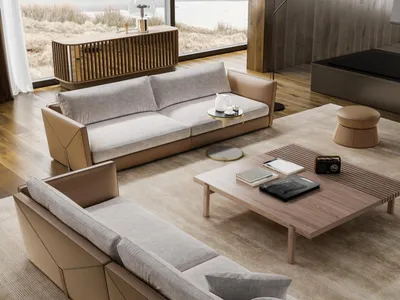 Produktbild von Sofa 4 Sitzer Viersitzer Modern Stoff Grau Sofas Design Wohnzimmer Neu