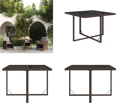 Immagine prodotto di vidaXL Tavolo da giardino marrone 109x107x74 cm in poly rattan e vetro - Tavolo da giardino - Tavoli da giardino - Tavolo - Tavolo da pranzo