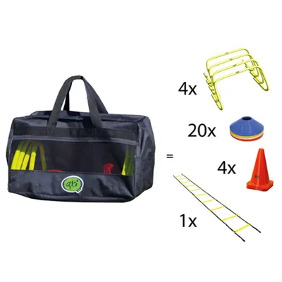 Productafbeelding van AXI SportsBag401 | Sporttas met 4-in-1 sportuitrusting | Inclusief sportkegels, trainingsladder, hindernissen en markeringen | Coördinatietrainingladder /