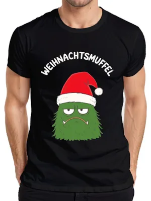 Immagine prodotto di WEIHNACHTSMUFFEL Maglietta da uomo sarcastica con cappello di Babbo Natale, nero, XXL