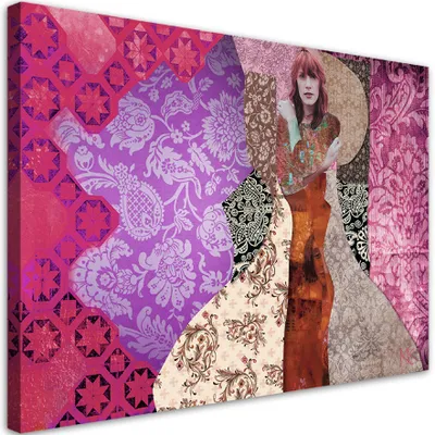 Produktbild von Leinwandbild Gustav Klimt Frau 60x40 Feeby Violett bild für die wand bereit zum aufhängen