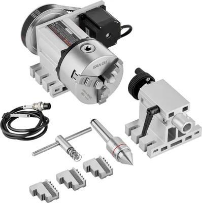 Produktbild von Drehbankfutter K11–100mm Spannfutter Dreibackenfutter 4. Achse der CNC-Rotationsachse, ein Untersetzungsverhältnis von 6:1 und einen Nema23-Zweiphasen-Schrittmotor 3 Backenfutter für CNC-Fräsen