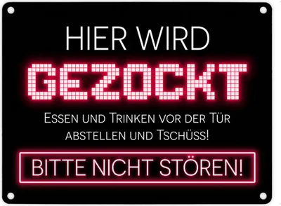 Produktbild von Hier wird gezockt Metallschild in 15x20 cm für Gamer in rot