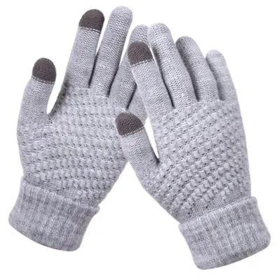 Productafbeelding van Gebreide handschoenen – Geschikt voor touchscreengebruik – One size fits all – Warme favoriet voor de winter – Lichtgrijs