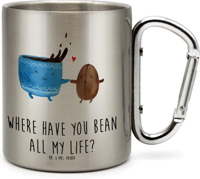 Produktbild von Mr. & Mrs. Panda Thermobecher Kaffee Bohne - Transparent - Geschenk, Teetasse, Gute Laune, Glück, Kaffeebohne, thermotasse, Genuss, Campingbecher, Zufriedenheit
