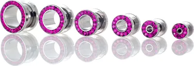 Produktbild von Ohr Flesh Stahl Tunnel Piercing Screw On - mit Kristallen Steinen Pink - 1903.FU.3mm