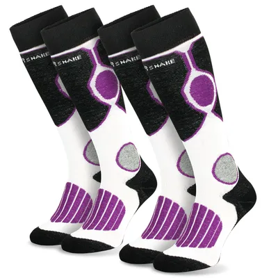 Produktbild von Black Snake® 2 Paar Skisocken für Damen und Herren Funktionssocken Sportsocken - Schwarz/Weiß/Lila - 39/42
