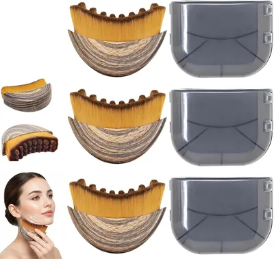 Imagen del producto de Cepillo de drenaje linfático facial, de 3 piezas, con cerdas suaves, para definir el contorno facial y reducir la hinchazón