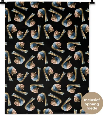 Produktbild von MuchoWow® Wandteppich Wandbehang Das Mädchen mit dem Perlenohrring - Alte Meister - Schnittmuster 60x80 cm Tapisserie Dekoration Wandtuch - Decke - Wandtücher - Wohne