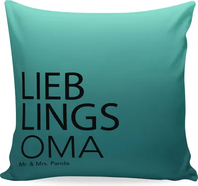 Produktbild von Mr. & Mrs. Panda kissen für sofa Oma - Aquarellblau - Geschenk, Geschenkidee, Bester, Zierkissen, Enkelin, Spruch, Omi. Großpapa, 40x40, kuschelkissen, bedruckt, zier