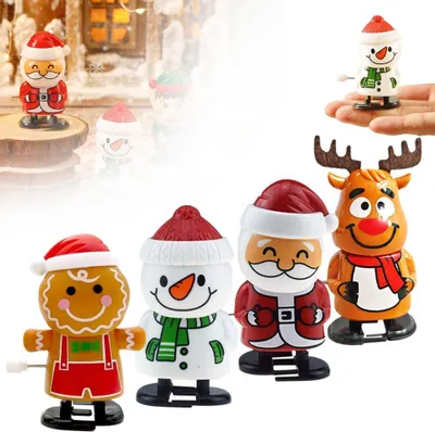 Obrázek produktu pro Little things, Nejnovější vánoční natahovací hračka, Otec Vánoc sněhulák los hodinový strojek běhající a skákající hračka (A-4PCS)