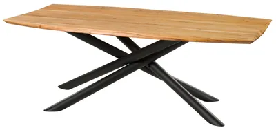 Immagine prodotto di MASSIVMOEBEL24 | Tavolo da pranzo in legno di Acacia 240x100x77 Laccato naturale gambe mikado rotonde
