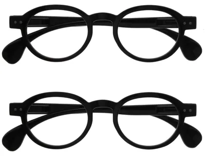 Produktbild von OPULIZE OCA Lesebrille - 2er-Pack - Moderne Runde Retro-Fassung - Glänzend Schwarz - Herren Damen - Federscharniere - RR54-1 - +3.00