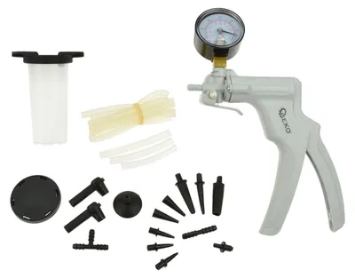 Immagine prodotto di Pompa vuoto manuale vacuometro tester pressione depressione ,kit spurgo freni con accessori Geko