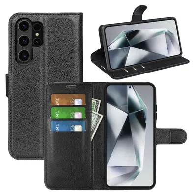 Immagine prodotto di Per Samsung Galaxy S25 Ultra Smart Pelle finta Libro Portafoglio Custodia Cover Nero