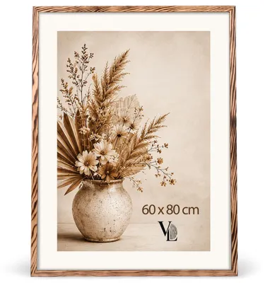 Produktbild von Velora H&L Bilderrahmen 60 x 80 cm geflammt - Echtholzrahmen mit Acrylglas, Fotorahmen, Posterrahmen für Bilder, Fotos, Puzzels und Urkunden