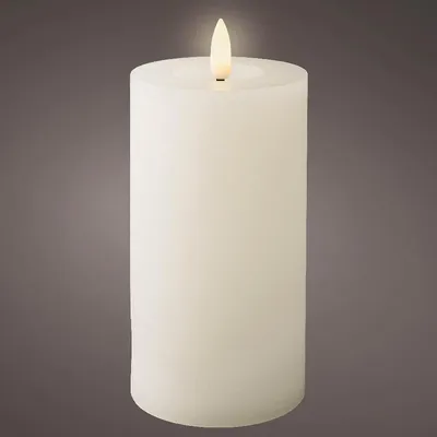 Produktbild von Lumineo Batterie LED Wachskerze Weiß Ø 7 cm Höhe 15 cm - warmweiß