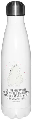 Produktbild von Mr. & Mrs. Panda Trinkflasche Eisbär Umarmen - Weiß - Geschenk, Wasserflasche, Lustige Sprüche, Getränkeflasche, trinkflaschen, reiseflasche, Thermos