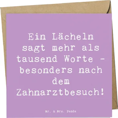 Produktbild von Mr. & Mrs. Panda Grußkarte Spruch Zahnärztin Lächeln - Lavendeltraum - Geschenk, Berufsliebe, personalisierte Geschenke, Glückwunschkarte, Dental, Zahnarzthelferin, für