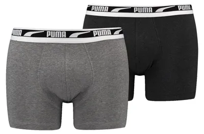 Produktbild von PUMA MEN MULTI LOGO BOXER 2P Herren Boxershorts, Größe:S, Farbe:grey melange