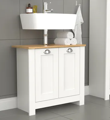 Produktbild von VCM Holz Waschbeckenunterschrank | Badschrank | Maße: H. 58 x B. 65 x T. 30 cm | 2 Drehtüren - Balusa M