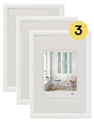 Produktbild von walther design Bilderrahmen weiss 20 x 30 cm 3er Pack, Trendstyle Kunststoffrahm