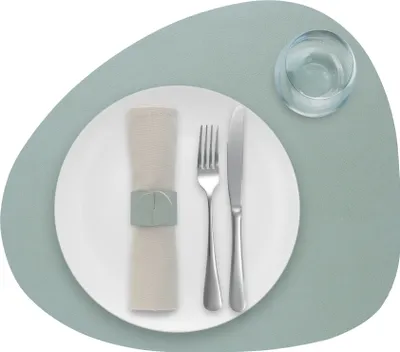 Produktbild von Tischset Skinnatur "Icy Grey" - Platzdeckchen - Platzsets - Oval - Recyceltes Leder - Blau/Grau - 46x40cm - 1 Stück