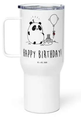 Produktbild von Mr. & Mrs. Panda To-Go-Becher Panda Geburtstag - Weiß - Geschenk, Teebecher, Teetasse, thermosbecher, Isolierbecher, Kaffee-to-go-Becher, Mehrwegbecher