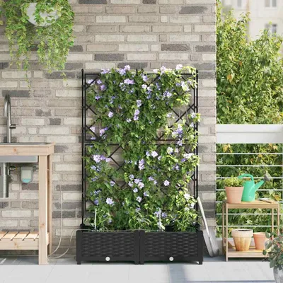 Productafbeelding van Maison Exclusive - Tuinplantpot, 2 stuks, zwart, 80 x 40 x 126 cm, PP-kunststof