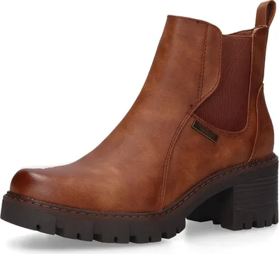 A single brown boot on a white background.