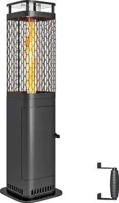 Obrázek produktu pro Mobilní ohřívač na terasu - plyn butan - 13 000 W - piezoelektrické zapalování - ochrana proti překlopení - kolečka - 82×82×222 cm - černá