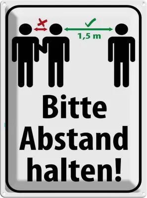 Produktbild von vianmo Blechschild 40x30 cm bitte Abstand halten 1.5 m Warnschild Hinweisschild Sicherheit Vorsicht
