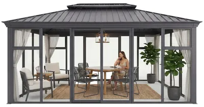 Zdjęcie produktu dla Altana Oranżeria Szklarnia ogrodowa Antracytowa 3x4m Corciano pergola