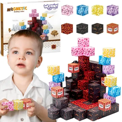 Immagine prodotto di WOOPIE, set di costruzioni magnetiche: blocchi, cubi, pixel, 74 pezzi.