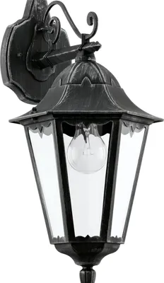 Produktbild von EGLO Außen-Wandlampe Navedo, 1 flammige Außenleuchte, Wandleuchte aus Aluguss in Schwarz mit Silber-patina, und Glas, E27 Fassung, IP44