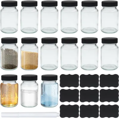 15 Glasflaschen 60 ml mit Deckel & Etiketten, wiederverwendbar