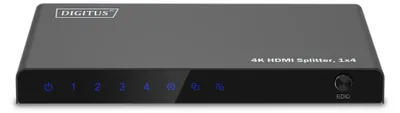 Imagen del producto de DIGITUS DS-55337: Divisor HDMI 4K, 1 entrada y 4 salidas, 4K/60Hz, HDCP 2.2, color