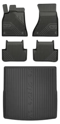 Productafbeelding van Rubberen automatten + kofferbakmat voor Audi A4 B8 2007-2015 (stationwagen) – 5-delig, zwart, op maat – Wielganizator
