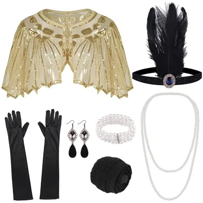 Immagine prodotto di Set di 10 accessori in stile anni '20 per donne, perfetti per feste a tema