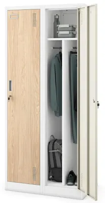 Produktbild von Umkleideschrank Spind KACPER 2 Abteile Etikettenhalter Lüftungsschlitze | Umkleidespind Metall Schließfachschrank Garderobenspind 180x80x50cm Weiß-Sonoma Eiche