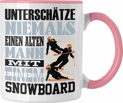 Produktbild von Trendation - Snowboard Tasse Geschenk für Snowboardfahrer Lustiger Spruch Unterschätze Niemals Alten Mann mit Snowboard (Rosa)