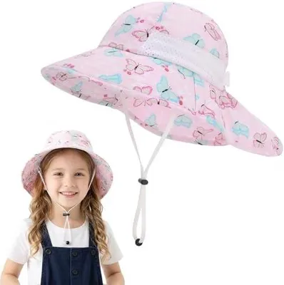Produktbild von Sonnenhut für Babys mit breiter Krempe, Nackenschutz, verstellbarer und faltbarer Sommerhut für Kleinkinder im Alter von 2-8 Jahren