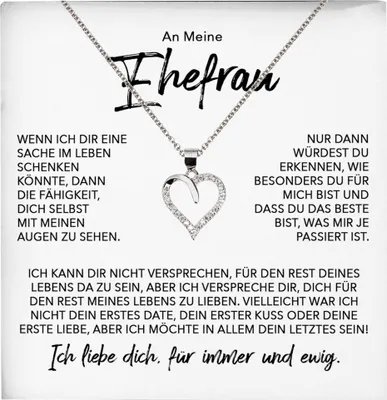 Produktbild von 22Feels Ehefrau Geschenk Ich Liebe Dich Frauen Herz Halskette Valentinstag Schatz Hochzeitstag Damen Collier Ehejubiläum (Damen Silber 925/000 Schmuck)