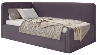 Image de Selsey Fanko – Lit pour adolescent 90 x 200 cm avec tête de lit à gauche, velours, violet