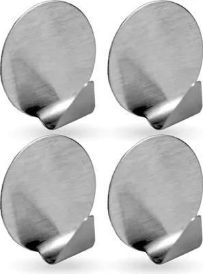 Produktbild von Selbstklebende Wandhaken ( Rund - 4er Set ) Silber aus Edelstahl für Schlafzimmer, Wand, Badezimmer Rostfrei Aufhänger Bilderhaken ohne Bohren