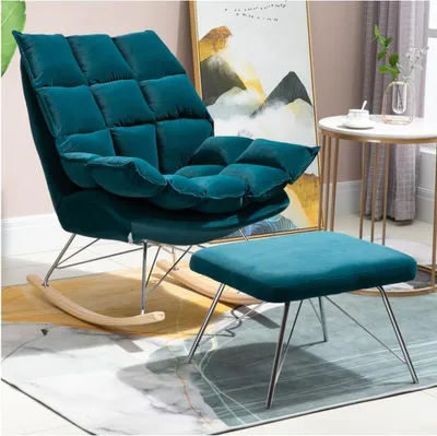 Obrázek produktu pro Křeslo Kovový design Čalounění Lounge Houpací křeslo Sedadlo pokoj  houpací
